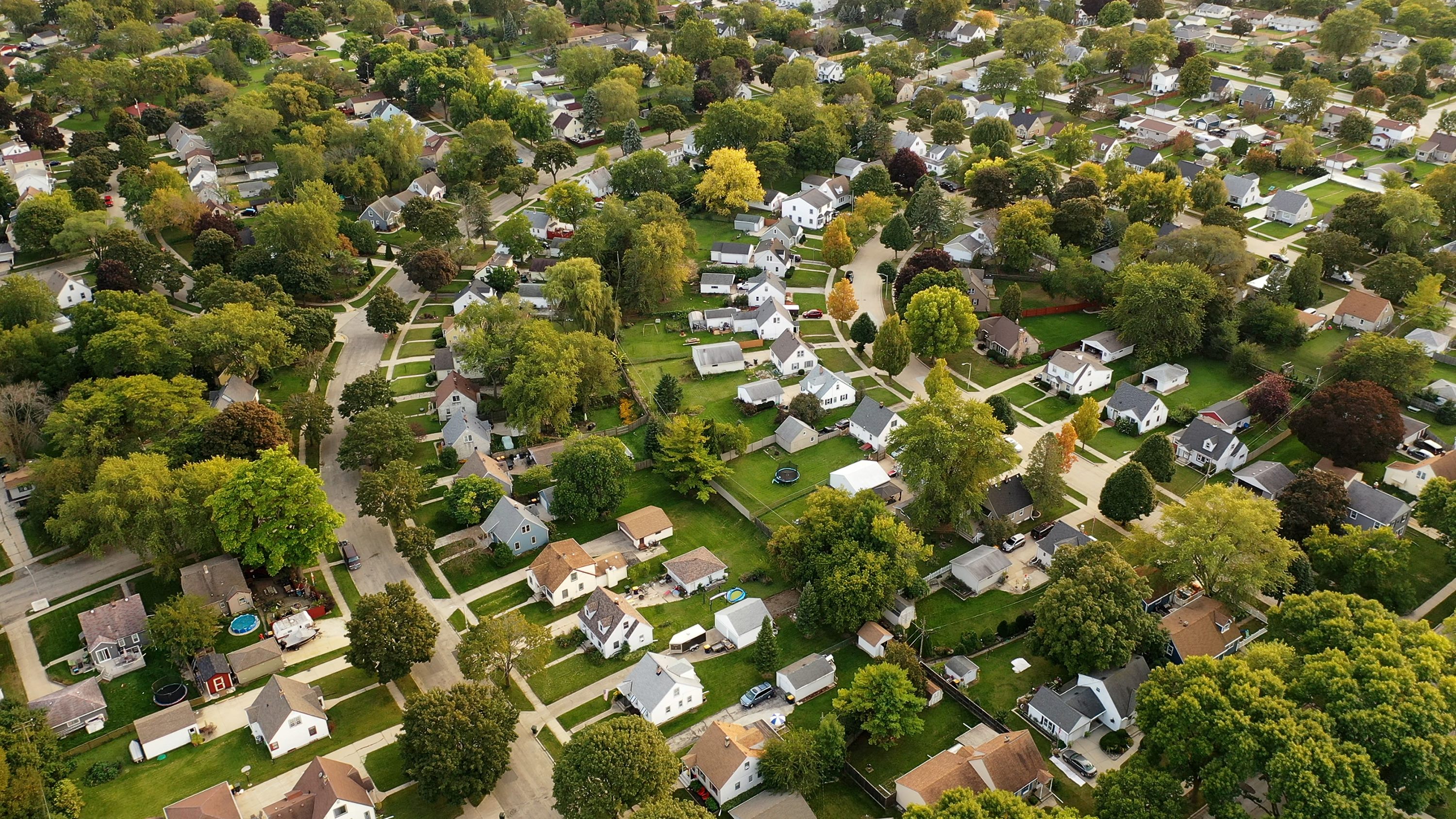 Aerial view of Connecticut neighborhood