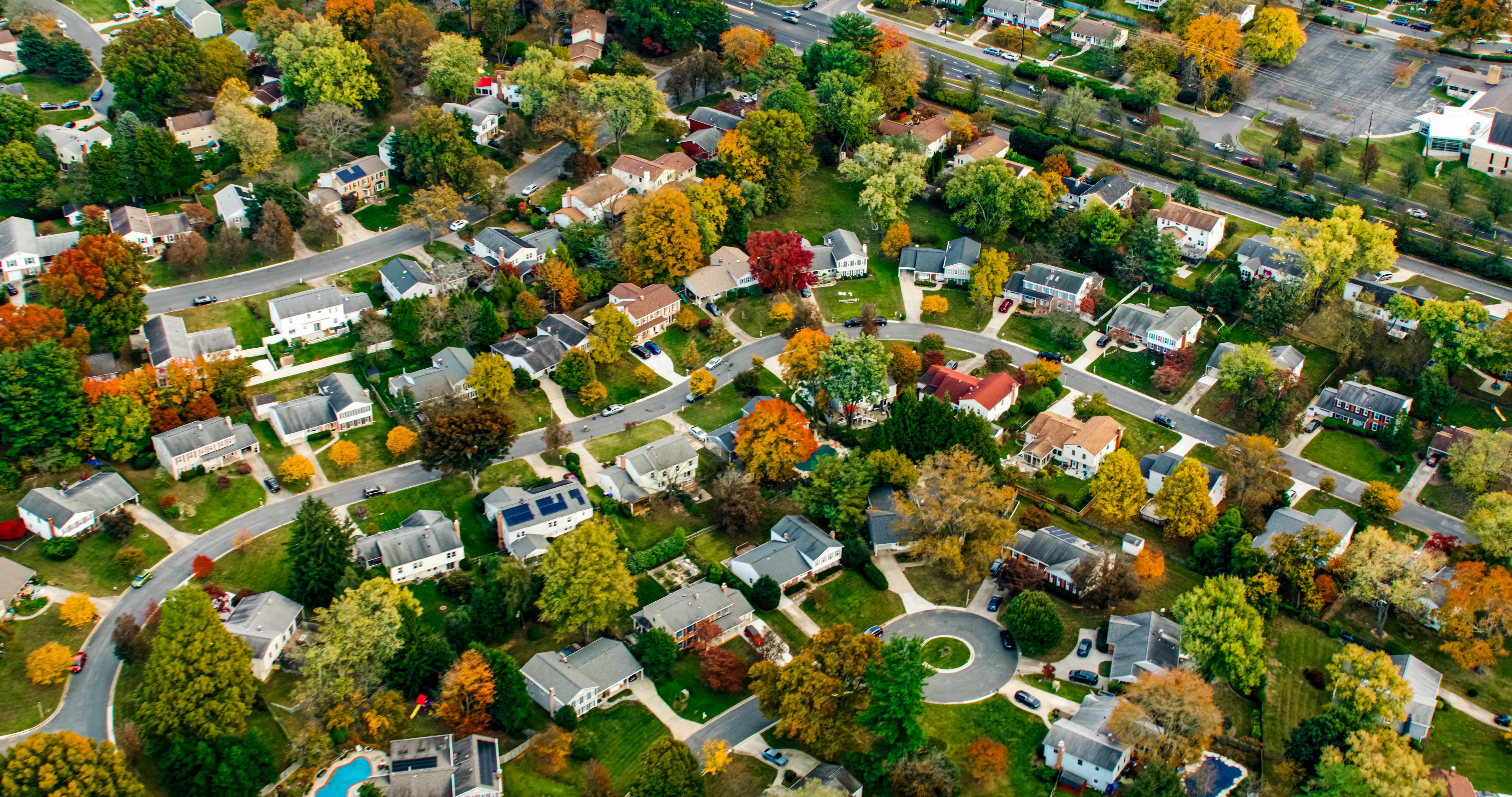 Aerial view of Texas neighborhood