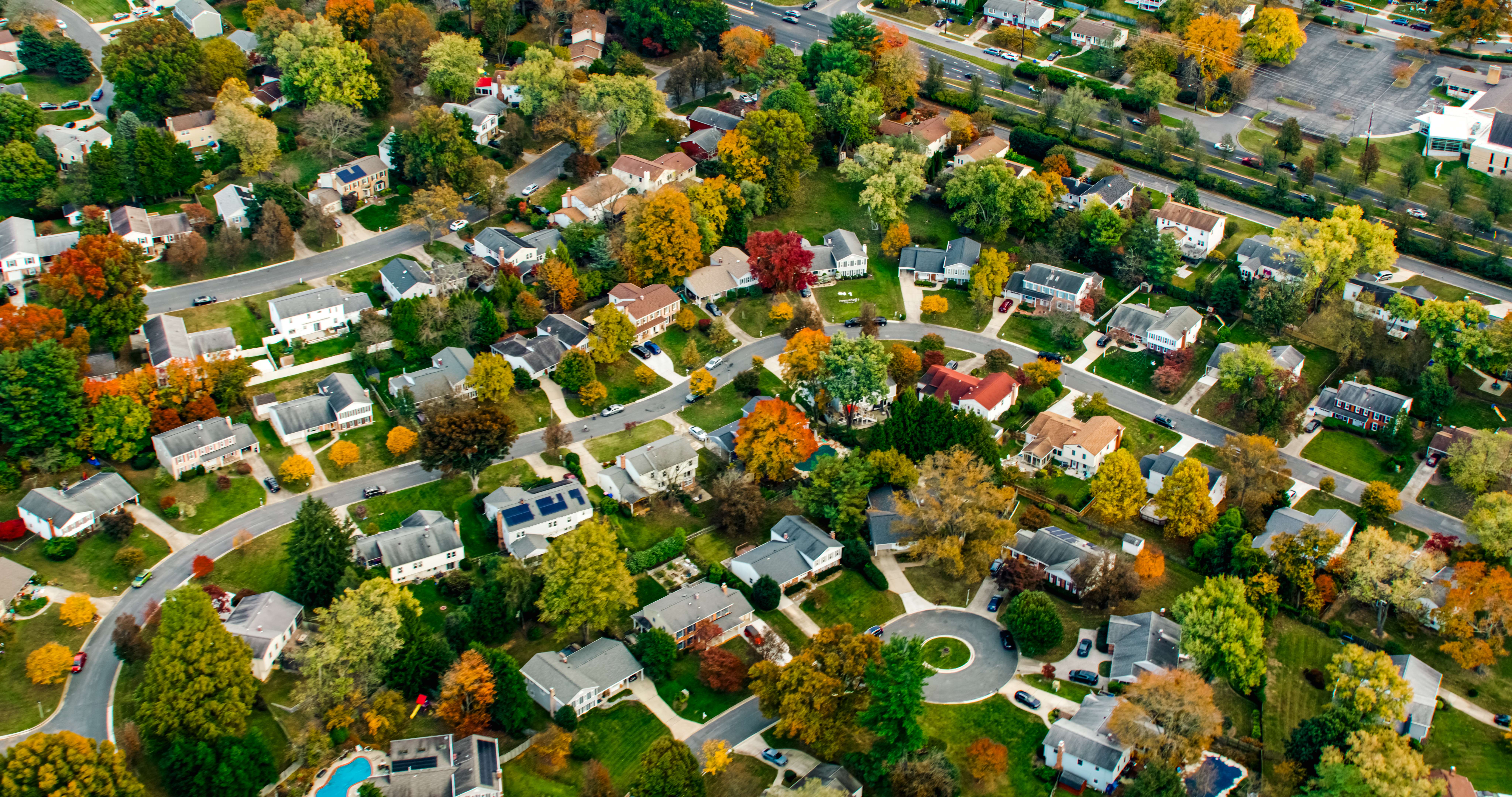 Aerial view of Connecticut neighborhood