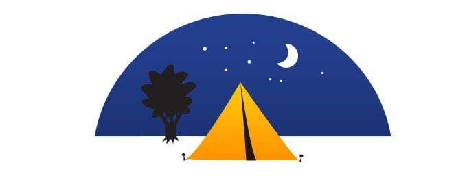 Cartoon tent under the stars 